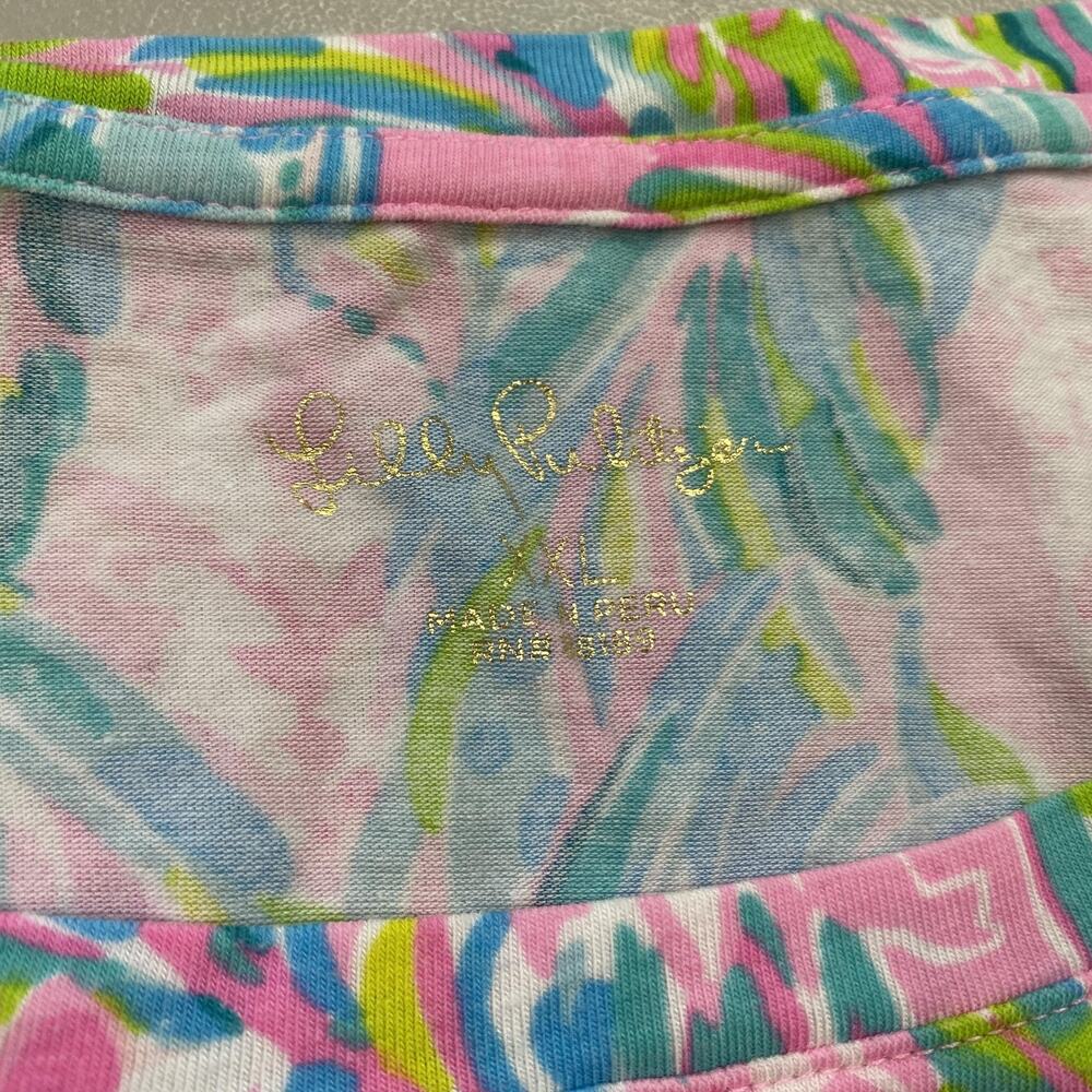 Lilly Pulitzer Finn Top Womens XXL White Pink Floral Unicorn of the Sea Long 1X - Picture 11 of 12